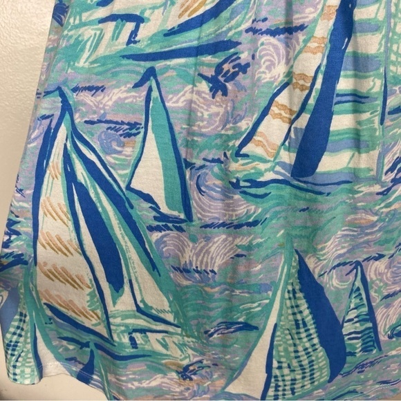 Lilly Pulitzer Aleida Tank Tunic Top Light blue Verbena Aboat Time sailboats - Picture 13 of 16